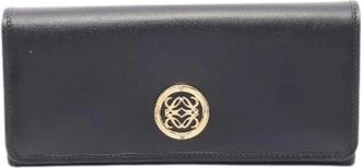 Loewe Pre-owned Anagram Leder Lange Portemonnee - Dames - Vintage Accessoires - Zwart - ONE Size - Leer - Vintage