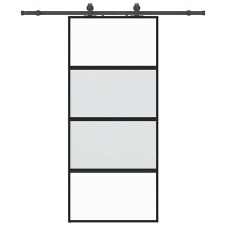 Berkfield Home Sliding Door with Hardware Set Black 90x205 cm Tempered Glass