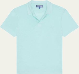 Vilebrequin Mens Linen Jersey Johnny Collar Polo Shirt