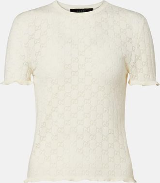 Gucci GG cotton-blend devor&eacute; T-shirt