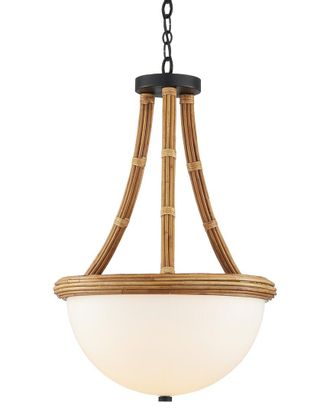 Currey & Company Morningside 17.75In Rattan 1-Light Led Semi-Flush Mount