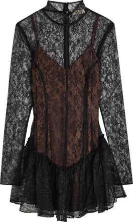 De La Vali Brisa lace ruffled mini dress - Black