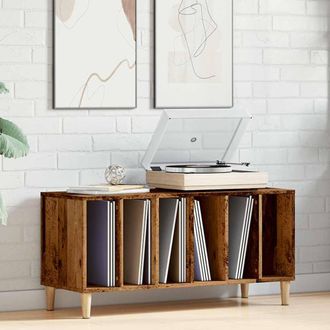 Berkfield Home Record Cabinet Old Wood 100x38x48 cm Engineered Wood in Brown | Size: 100 x 38 x 48 cm