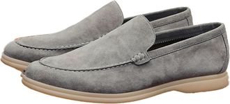 Generic Mens Comfort Slip on Loafers Round Toe Faux Suede Casual Shoes Flat Heel Retro Dress Shoes,Navy,7.5 UK