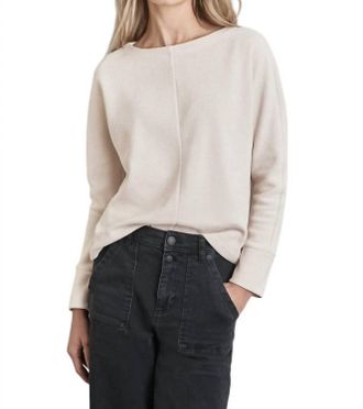 Lilla P Mixed Media Raglan Sweater In Cream