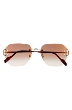 Cartier 58mm Gradient Rectangular Sunglasses in Gold at Nordstrom