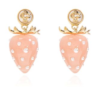 Casablanca Accessoires, unisex, Roze, ONE Size, Leer, Strawberry Motif Earrings