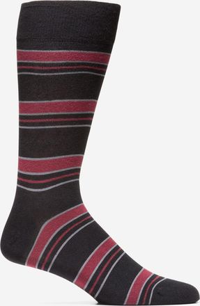 Cole Haan Mens Stripe Dress Crew Socks - Black