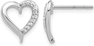 Diamond2Deal 14k Gold 1/10 Ct Lab Grown Diamond Heart Stud Earrings