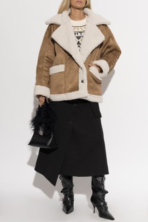 Munthe Short Shearling Coat Valter, Womens, Beige