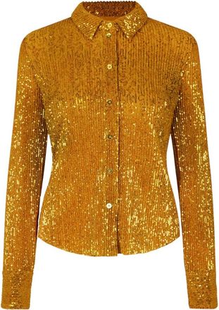 Stine Goya Pailletten Jersey Shirt voor Avondgelegenheden - Dames - Overhemden - Geel - XS - Pailletten - Overhemden