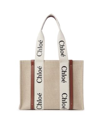 Chlo&eacute; WOODY LINEN TOTE BAG - Chloe - Woman
