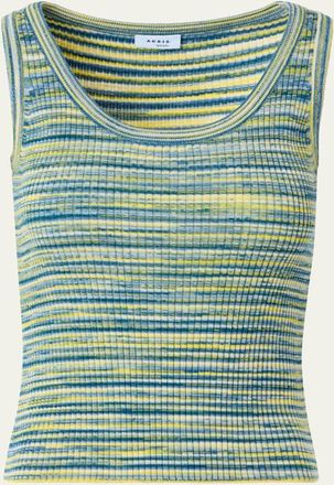 Akris Space-Dye Merino Rib Knit Tank Top
