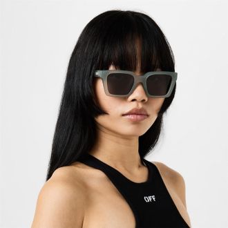 Off-white Womens Accessories Off White Logo Print Square Frame Sunglasses in Grey - One Size
