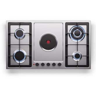 Klarstein Klarstein MultiChef 5 Hot Plate - Piano cottura elettrico e a gas, 5 zone di cottura, 4 bruciatori a gas, 1 zona elettrica