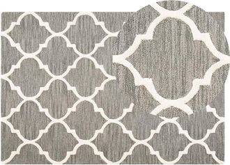 Beliani Rug YALOVA Grey 140 x 200 cm Wool