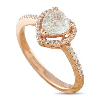 Luxury Bazaar 18K Rose Gold 1.10ct Diamond Heart Halo Ring MF10-081226