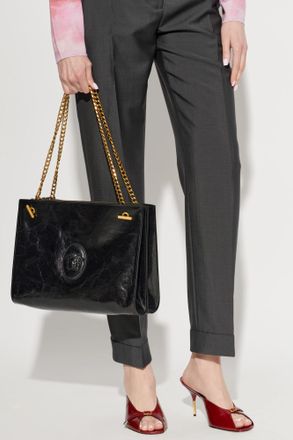 Versace Cabine Shoulder Bag, Womens, Black