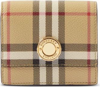 Burberry check folding wallet - women - Polyurethane/Cotton/Polyester/Calf Leather/Acrylic/Calf Leather/Polyester - One Size - Neutrals