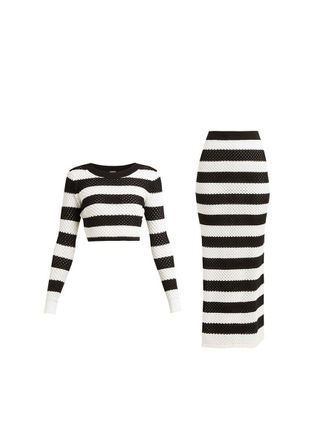 Dodo Bar Or Black & White Striped Knit Margaret Top & Skirt Size XS