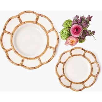 Mrs. Alice Petal Wooden Ceramic Starter Plate in Neutral at Nordstrom