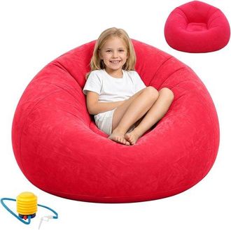 No Brand Sof&aacute; Y Sill&oacute;n Tipo Puf Inflables Port&aacute;tiles E Impermeables Para Exteriores, Ideales Para Acampar, La Piscina Y Viajar, Color Rojo
