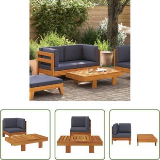 vidaXL vidaXL Set da salotto esterno - Set Divani Giardino 2 pz con Cuscini Grigio Scuro Legno Acacia