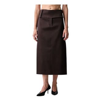Sportmax Oblare Midi Rok - Dames - Rokken - Bruin - Maat: M Satijn
