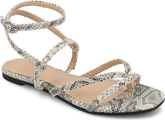Journee Collection Serissa Ankle Strap Sandal in Snake at Nordstrom Rack, Size 9.5
