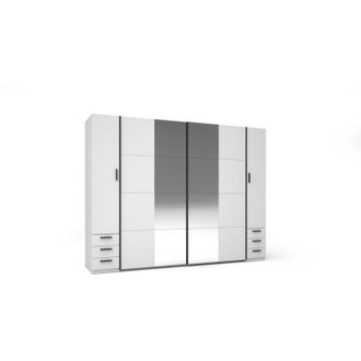 Vente-Unique Vente-unique - Armadio con 6 cassetti e 4 ante Con specchio L270 cm Bianco - arvolia