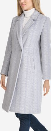 Cole Haan Womens Patterned Asymmetric Coat - Grey Size 12