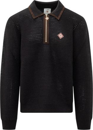 Casablanca Waffle Stitch Polo - Heren - Polos - Zwart - XL - Tops