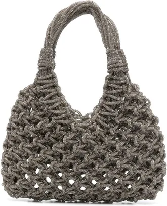 Hibourama Bags Black Open-Knit Chunky Voluminous Shoulder Bag