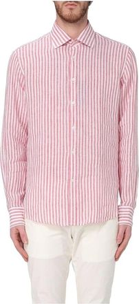 Paul & Shark Zalm Streep Overhemd - Heren - Casual Overhemden - Rood - 3XL - Linnen - Overhemden
