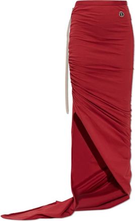 Rick Owens Gebreide Verstelbare Rok - Dames - Maxi Rokken - Rood - S - Katoen - Rokken
