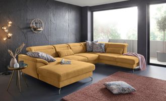 Sit&more Wohnlandschaft »Percy U-Form« 12 cm Fusshöhe, Sitztiefenverstellung, wahlweise in 2 Fussfarben