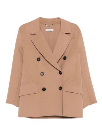 Max Mara double-breasted coat - women - Silk/Virgin Wool - 40 - Neutrals