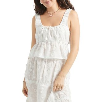 Brixton The Abigail Ruffle Crop Tank in Off White Floral at Nordstrom, Size X-Small