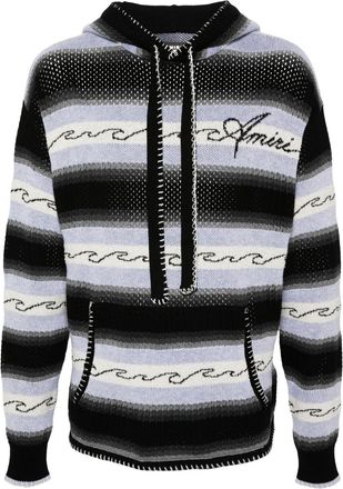 Amiri striped knitted hoodie - men - Polyamide/Cotton - S - Black