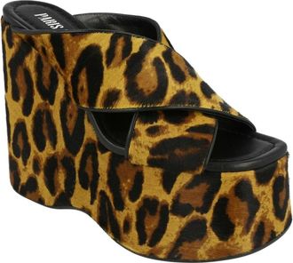 PARIS TEXAS Leopard Haircalf Mule