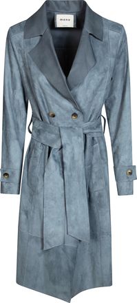 Nuage Soft Suede Belted Double Breasted Trench Coat