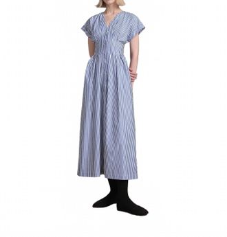 Kika Vargas Tsige Stripe Midi Dress In Blue/white