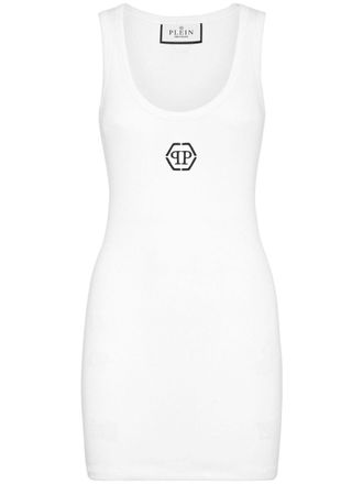 Philipp Plein Abito a canotta con ricamo - Bianco