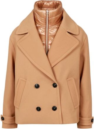 Herno Peacoat in 2-laags Scuba en Nylon Ultralight - Dames - Mantel - Bruin - M - Nylon - Jassen