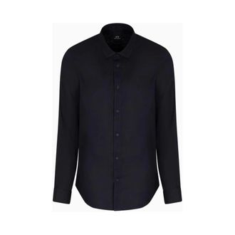 A|X Armani Exchange Casual Shirts, male, Blue, Size: 2XL Linen Shirt