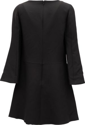 Valentino Garavani Black V-Neck Dress with Flared Womens Sleeves