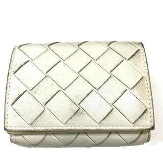 Bottega Veneta Pre-owned Leren Portemonnee - Dames - Pre-owned - Wit - Maat: ONE Size Leer