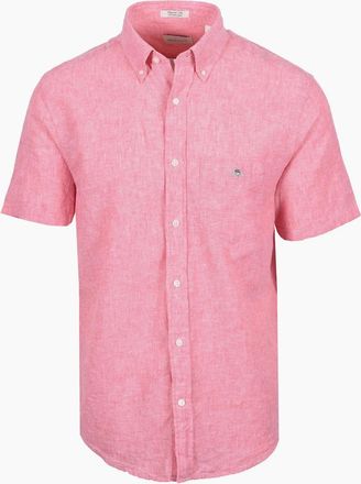 GANT Mens GANT REG COTTON LINEN SHORT SLEEVE SHIRT ROSE PINK - Size: 38