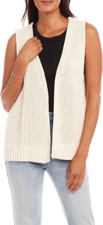 Karen Kane Open Front Cotton Sweater Vest in Cream at Nordstrom, Size Large