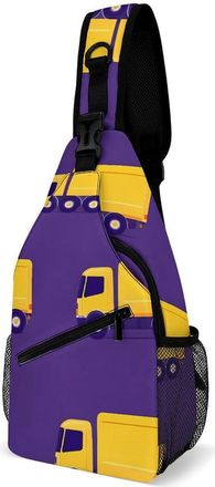 Generic Yellow Truck Pattern Mens Crossbody Chest Sling Bag for Travel Hiking Lightweight Shoulder Bags with Small Side